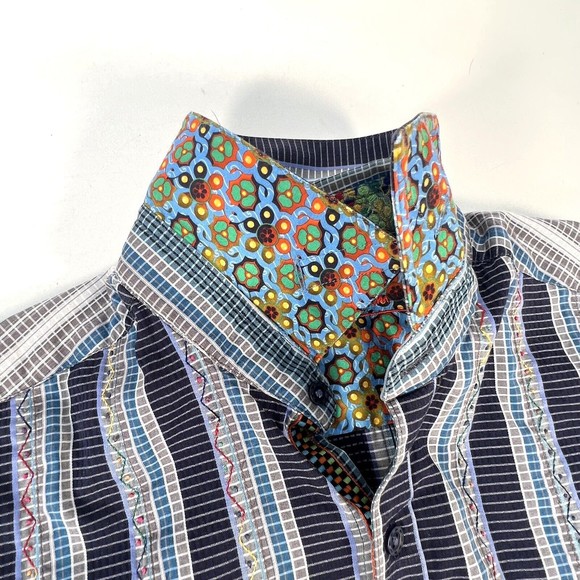 Robert Graham Long Sleeve Knowledge Wisdom Truth Mens L Flip Cuff StripeRainbows - Picture 9 of 16